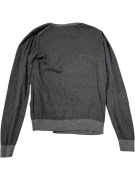 MANI GAS Crew Neck Sweater M | Fine Knit | Two-Tone Grey